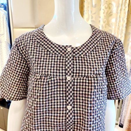 주름 체크 반팔 반바지 커플 홈웨어