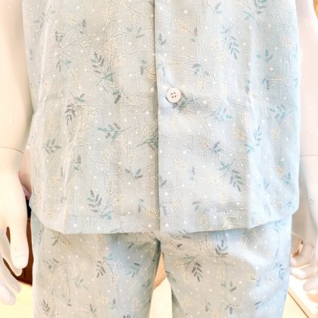 남성 카라넥 잔꽃나염 여름 파자마