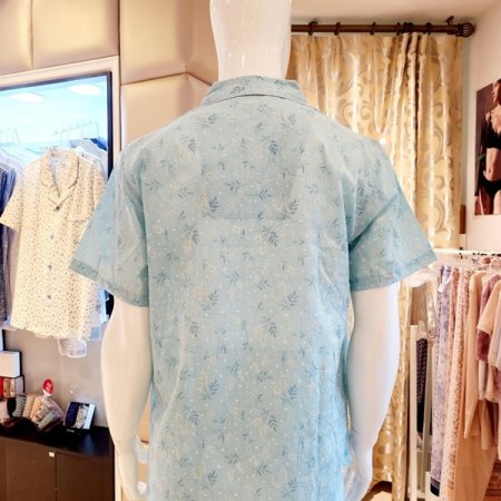 남성 카라넥 잔꽃나염 여름 파자마