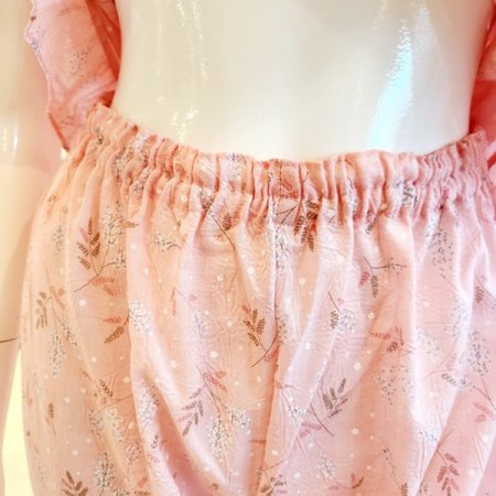 여성 프릴라운드 잔꽃나염 여름잠옷