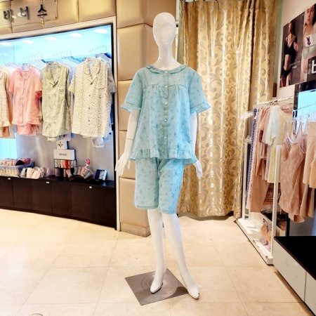 민트 잔꽃나염 여성 여름 파자마세트