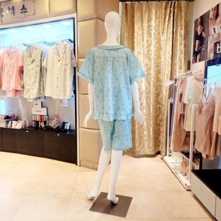 커플 민트 잔꽃나염 여름 파자마세트