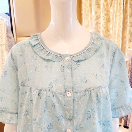 커플 민트 잔꽃나염 여름 파자마세트