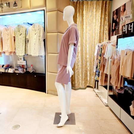 심플 카라넥 반팔반바지 여자잠옷