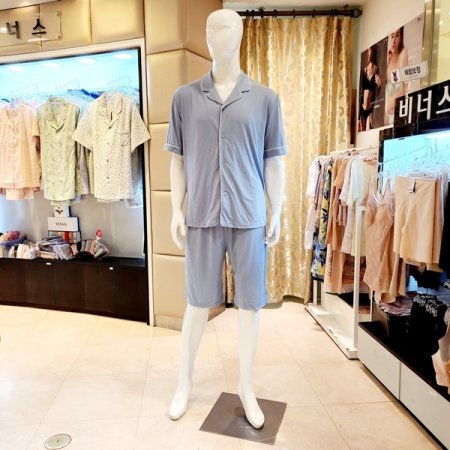 커플 심플 솔리드 반팔 반바지 잠옷