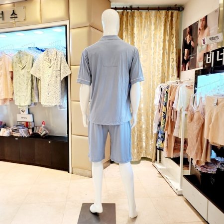 커플 심플 솔리드 반팔 반바지 잠옷