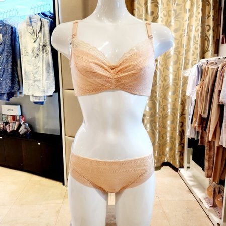 D컵 레이스 면홑겹브라 헴팬티세트