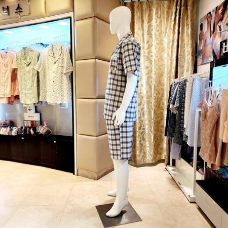 여름 심플 카라넥 체크 남자잠옷세트