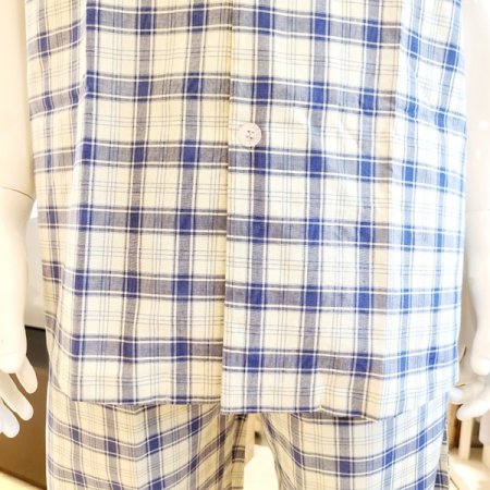 여름 심플 카라넥 체크 남자잠옷세트