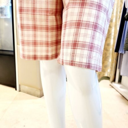 여름 라운드넥 체크 여자 파자마세트