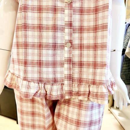 커플 여름 체크 반팔 반바지 면잠옷