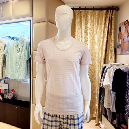 2색택1 남성 면80수 체크 반팔런닝