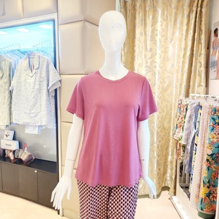 여성 인견 라운드넥 반팔 홈웨어