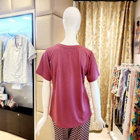 여성 인견 라운드넥 반팔 홈웨어