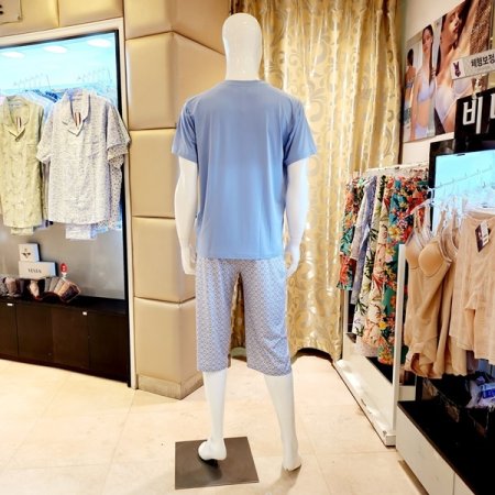 남성 스판 반팔 반바지 홈웨어세트