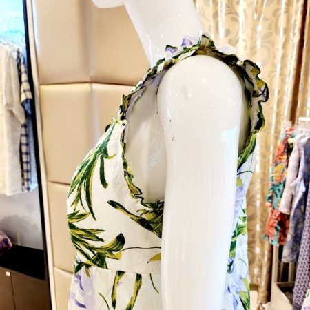 화사한 나뭇잎나염 패드 원피스홈웨어