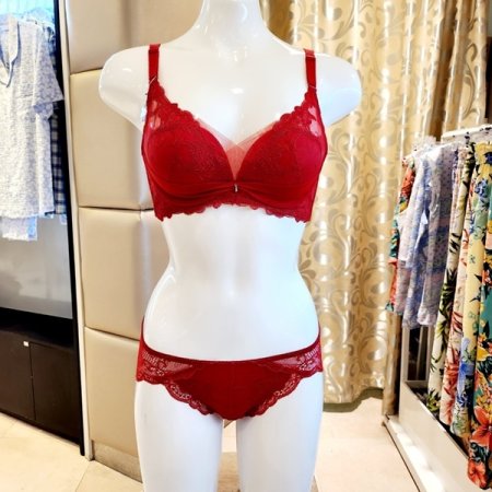 AB컵 몰드브라 레이스팬티세트