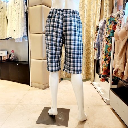 남성 쿨 주름지 체크 반바지 홈웨어