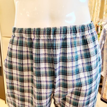 남성 쿨 주름지 체크 반바지 홈웨어