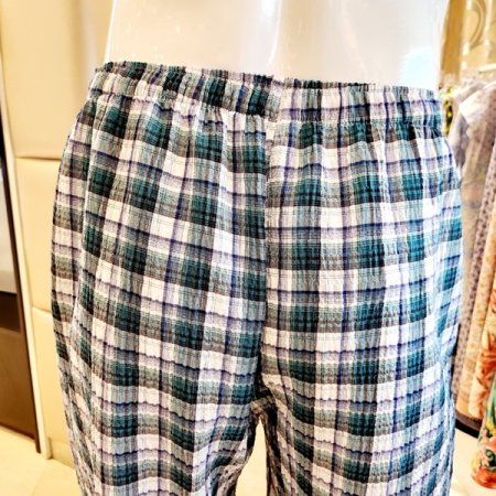 남성 쿨 주름지 체크 반바지 홈웨어