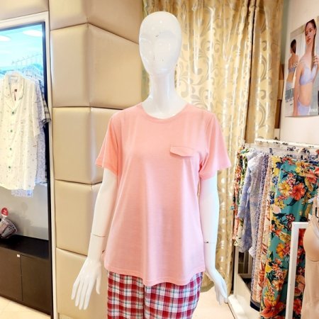 심플 베이직 여성 반팔상의 홈웨어