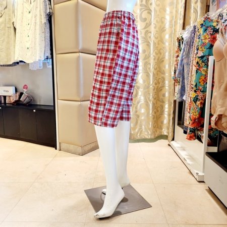 여성 쿨 주름지 체크 반바지 홈웨어