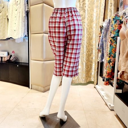 여성 쿨 주름지 체크 반바지 홈웨어