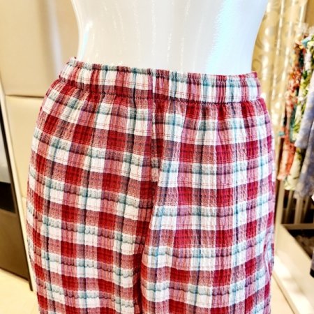 여성 쿨 주름지 체크 반바지 홈웨어