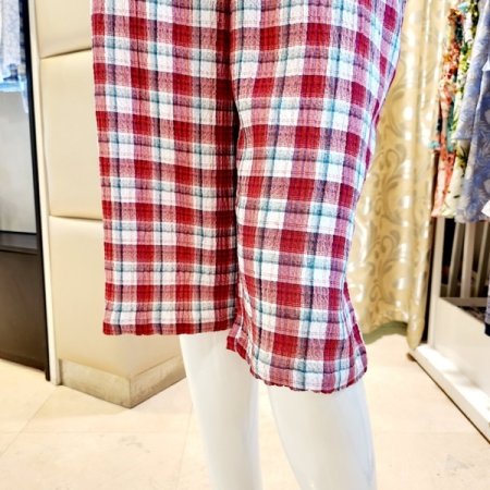 여성 쿨 주름지 체크 반바지 홈웨어