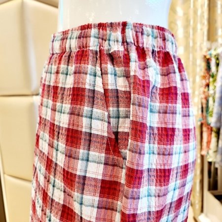 여성 쿨 주름지 체크 반바지 홈웨어