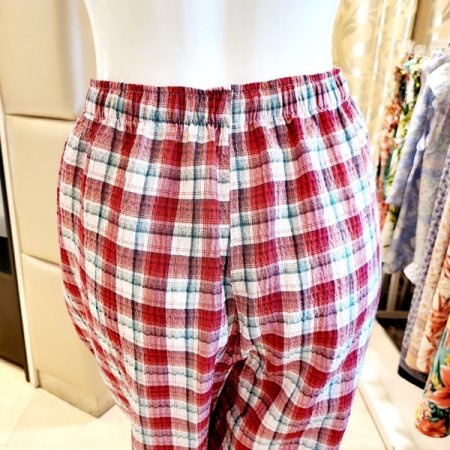 여성 쿨 주름지 체크 반바지 홈웨어