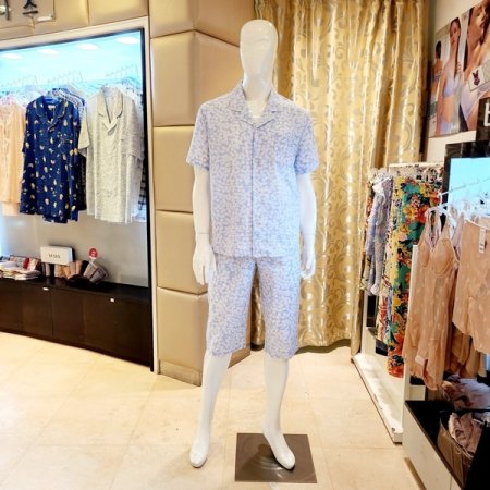 나뭇잎나염 면레이온 남자잠옷