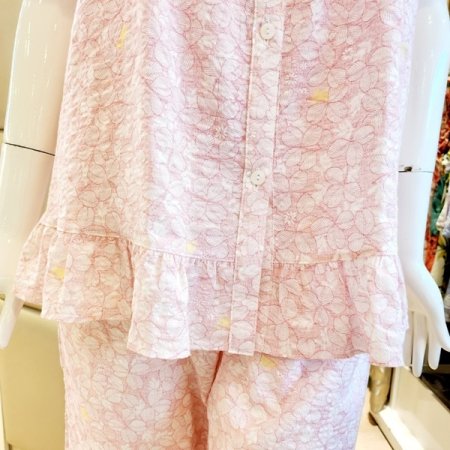 커플 나뭇잎나염 반팔반바지 잠옷