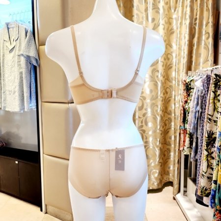 CD컵 심플 직조몰드브라 헴팬티세트