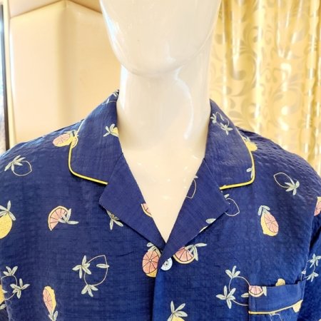 카라넥 레몬나염 반팔반바지 남자잠옷