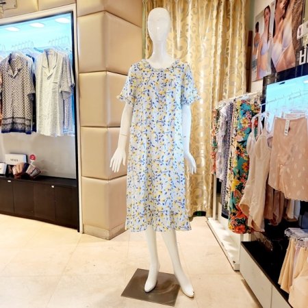 꽃나염 반팔 원피스 파자마