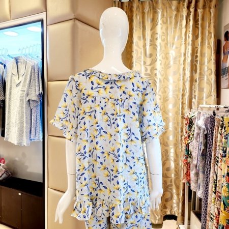 프릴 꽃나염 반팔 홈웨어상의