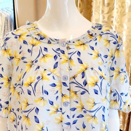 프릴 꽃나염 반팔 홈웨어상의