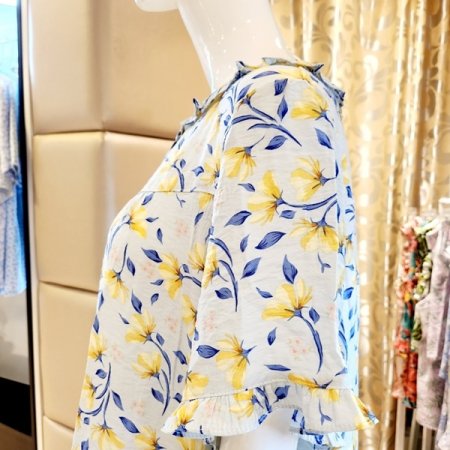 프릴 꽃나염 반팔 홈웨어상의