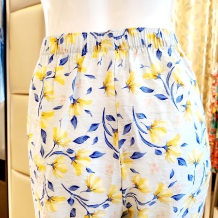 시원한 블루 꽃나염 홈웨어바지