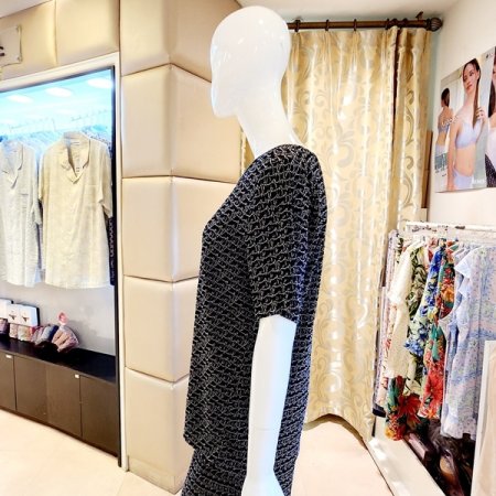 여성 주름지 반팔 이지웨어상의