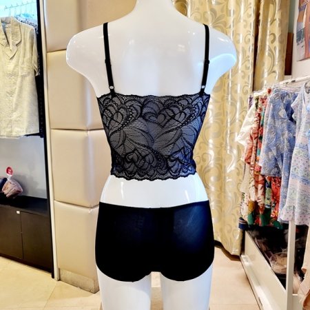 크롭탑 노와이어 브라렛 헴팬티세트