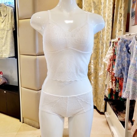 크롭탑 노와이어 브라렛 헴팬티세트