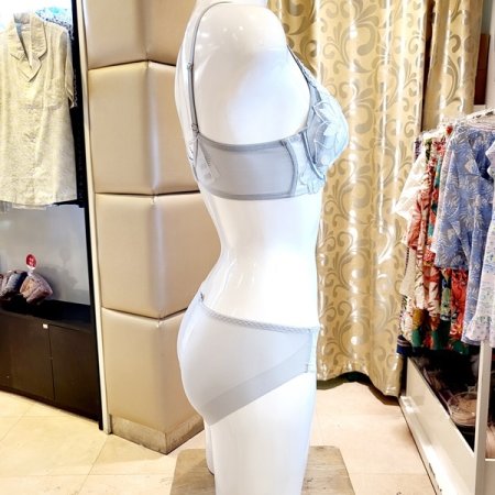 쉬폰패치 패드브라 AB컵 헴팬티세트