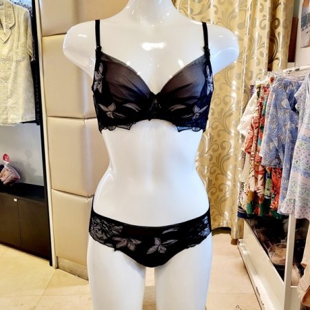 CD컵 쉬폰패치 패드브라 헴팬티세트