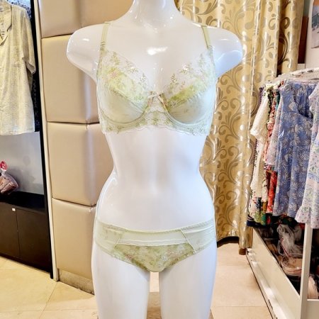 가드닝 자수 홑겹브라 헴팬티세트