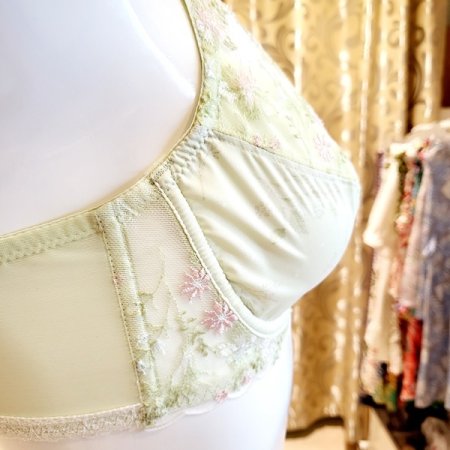 D컵 가드닝자수 홑겹브라 헴팬티세트