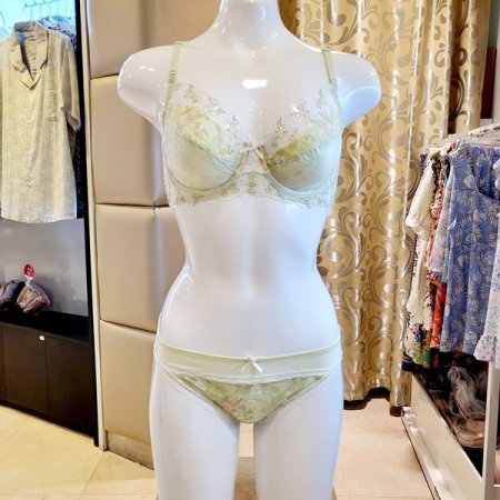 가드닝자수 홑겹브라 힙레이스팬티세트