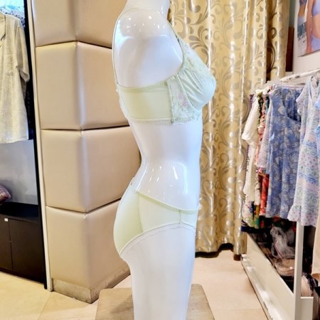 가드닝자수 홑겹브라 힙레이스팬티세트