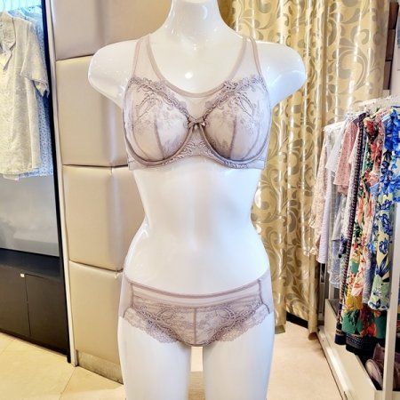 D컵E컵 풀커버 홑겹브라 헴팬티세트